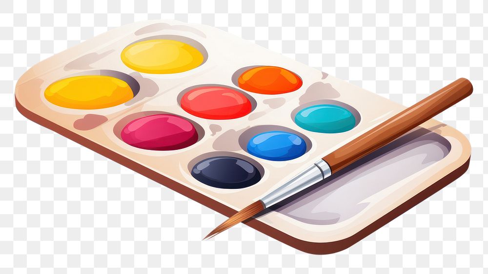 PNG Paint tray palette brush white background. AI generated Image by rawpixel.
