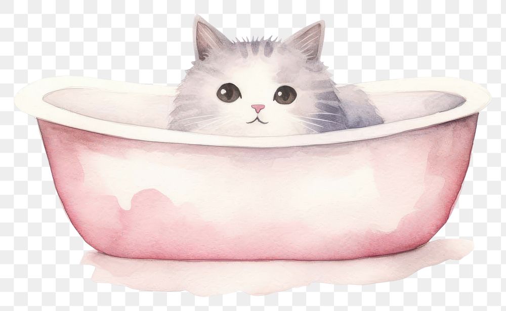 PNG Cat bath bathtub animal mammal. 