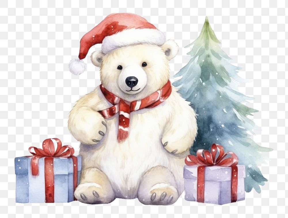 PNG Polar bear celebrating Christmas christmas cartoon toy. 