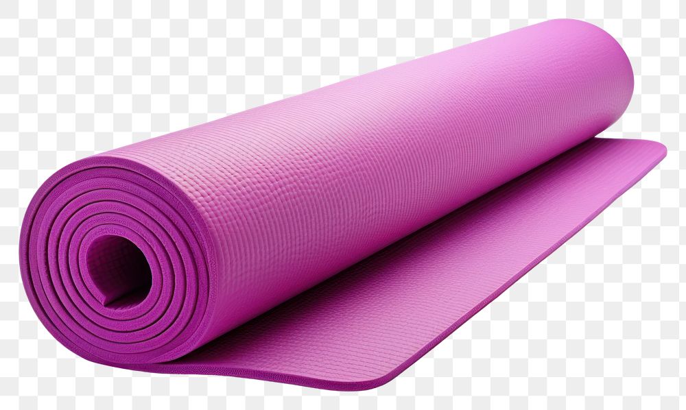 PNG Rolled yoga mat white background stretching lavender. AI generated Image by rawpixel.