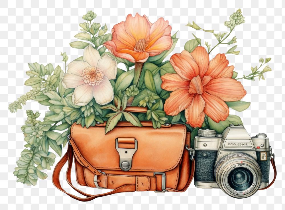 PNG Handbag flower plant drawing. 