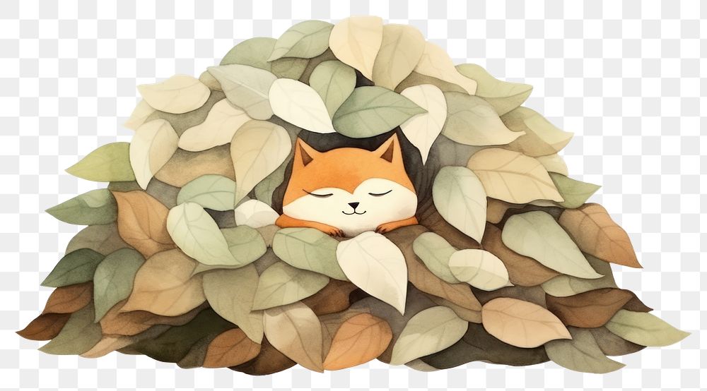 PNG Cartoon plant leaf fox. AI generated Image by rawpixel.