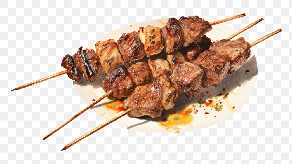 PNG Grilling skewer meat food. AI generated Image by rawpixel.