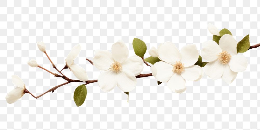 PNG Elegant white dogwood blossoms.