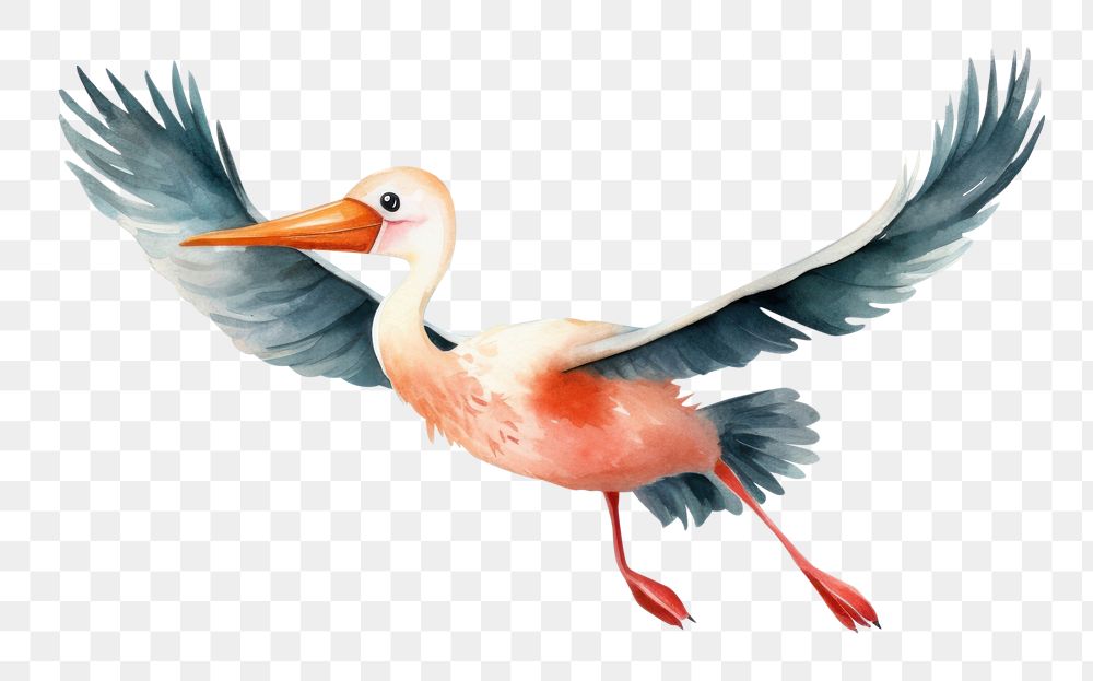 PNG  Flying stork animal bird. AI generated Image by rawpixel.