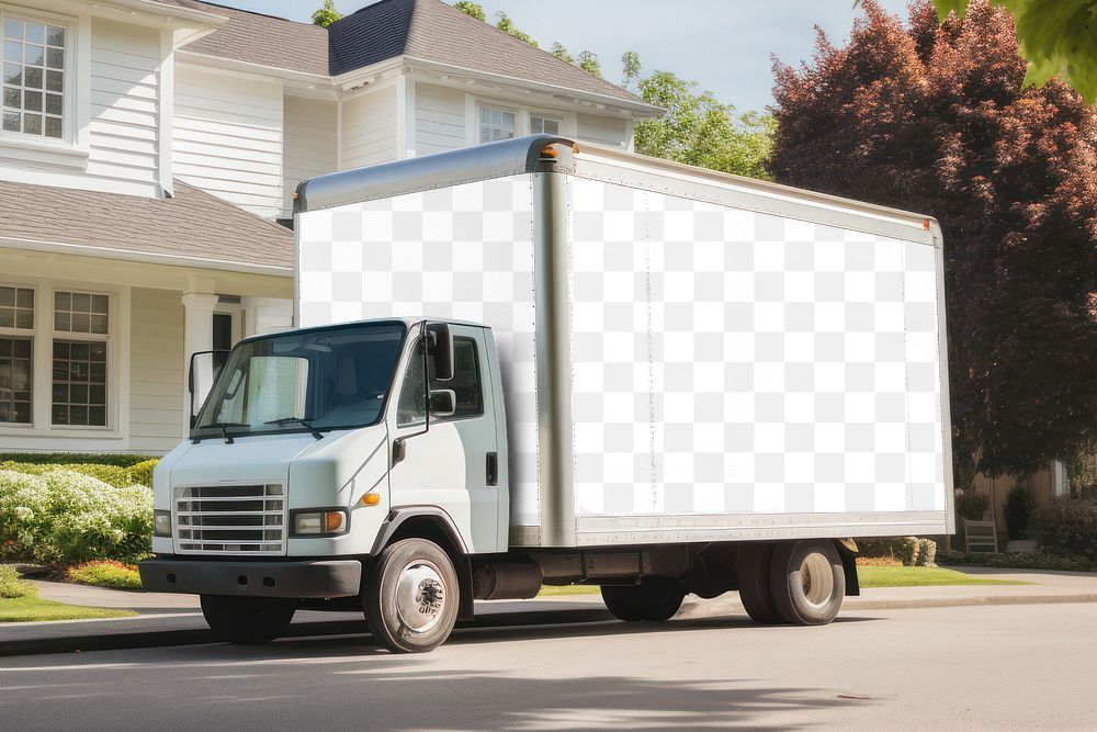 Moving truck png mockup, transparent vehicle
