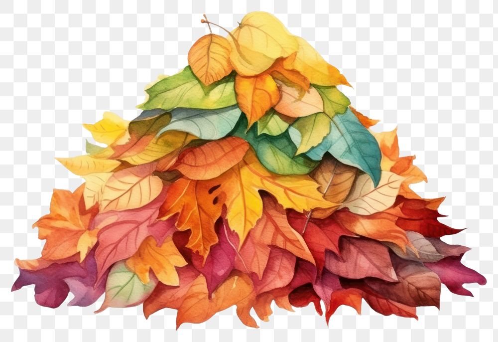 PNG vibrant autumn leaves pile