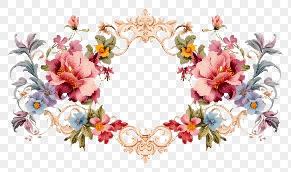 PNG Floral monogram frame pattern flower plant. AI generated Image by rawpixel.