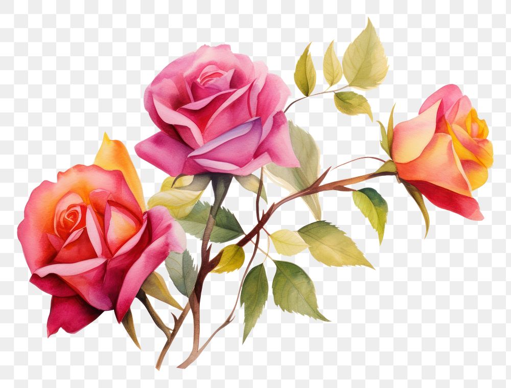 PNG Rose flower plant art. AI generated Image by rawpixel.