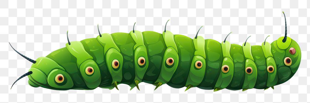 PNG Caterpillar animal green white background. AI generated Image by rawpixel.