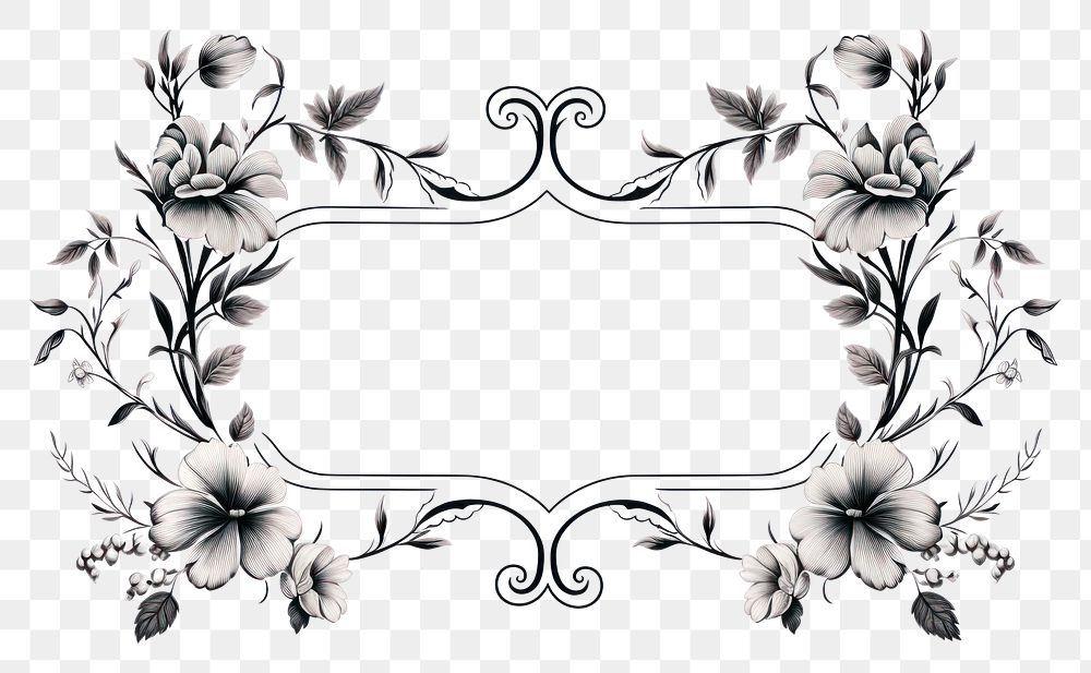 PNG A floral split divider frame stencil pattern drawing. AI generated Image by rawpixel.