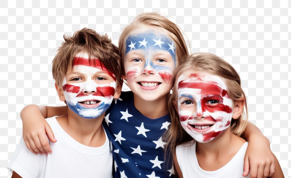 PNG American flag face paint children portrait. AI generated Image by rawpixel.