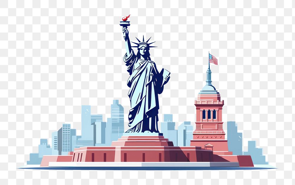 PNG American landmarks statue city red. AI generated Image by rawpixel.