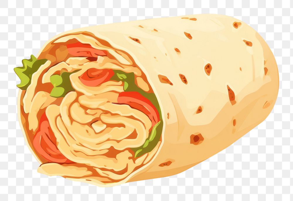 PNG Chicken Wrap bread food flatbread. AI generated Image by rawpixel.