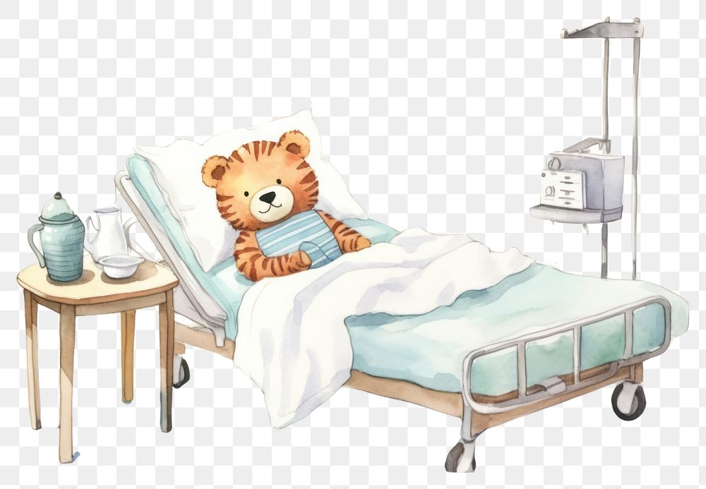 PNG Hospital bed furniture cartoon. AI generated Image by rawpixel.