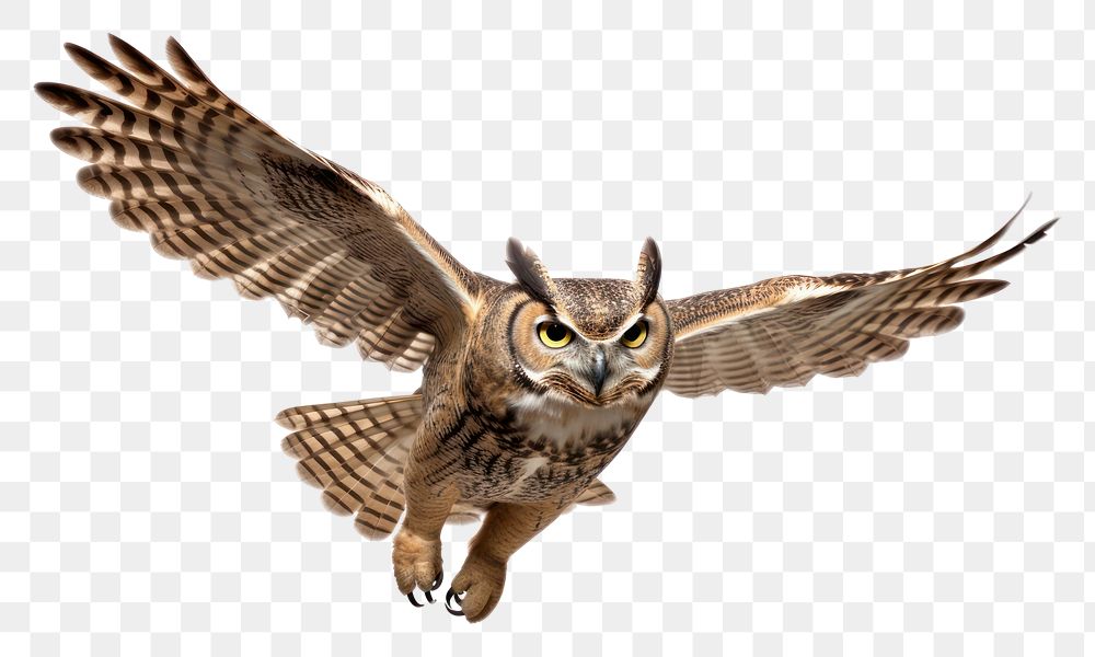 PNG Great horned owl animal flying bird
