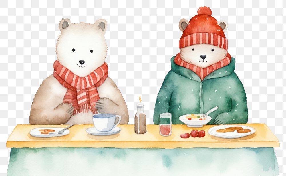 PNG Winter cartoon table food. AI generated Image by rawpixel.