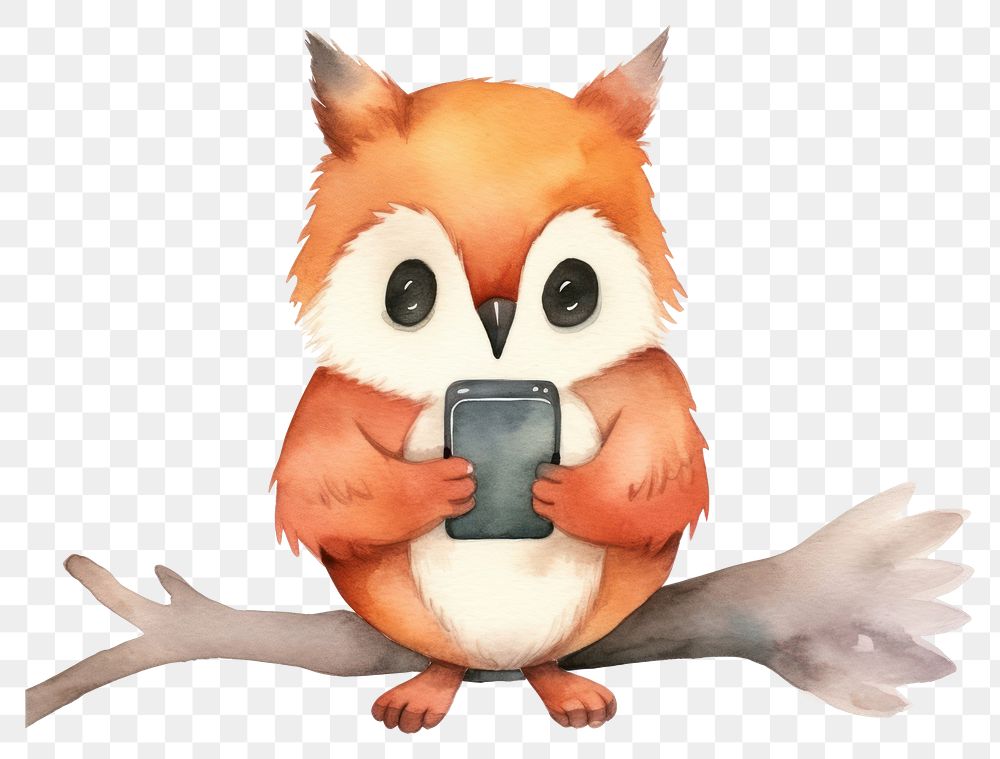 PNG Smartphone animal cartoon white background. AI generated Image by rawpixel.