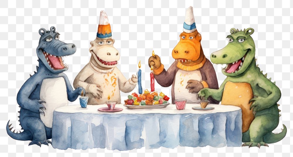 PNG Alligators celebrating Thanksgiving dessert cartoon human. AI generated Image by rawpixel.