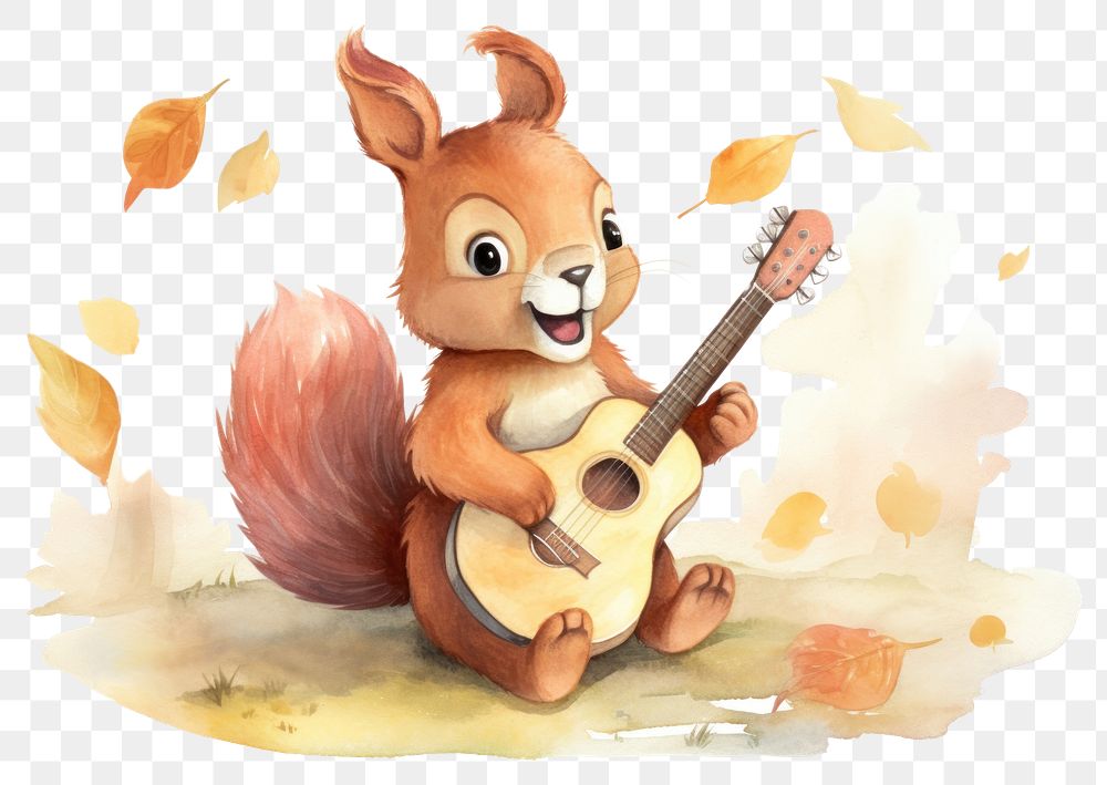 PNG Red squirrel guitar cute representation. 