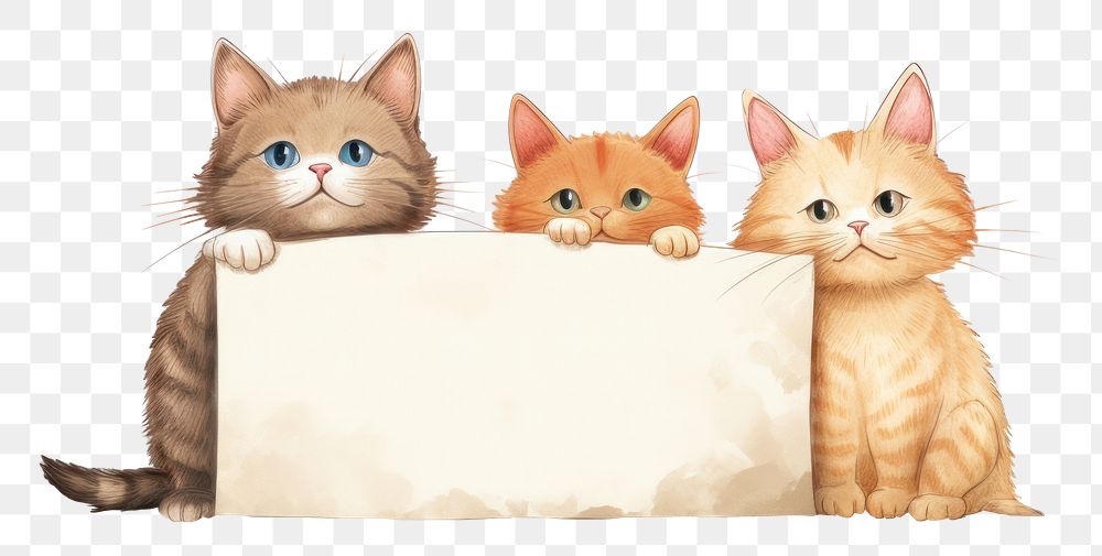 PNG Cats holding blank sign animal mammal kitten. AI generated Image by rawpixel.