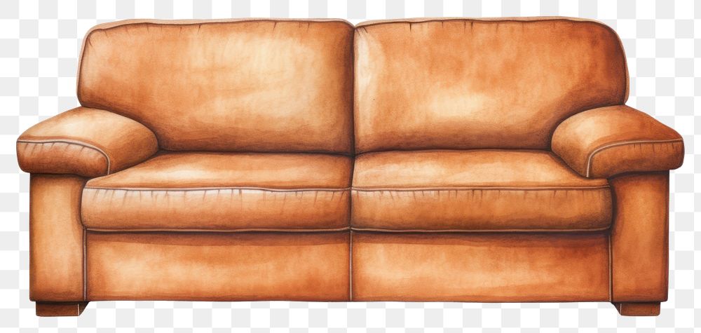 PNG Brown sofa furniture chair white background. AI generated Image by rawpixel.