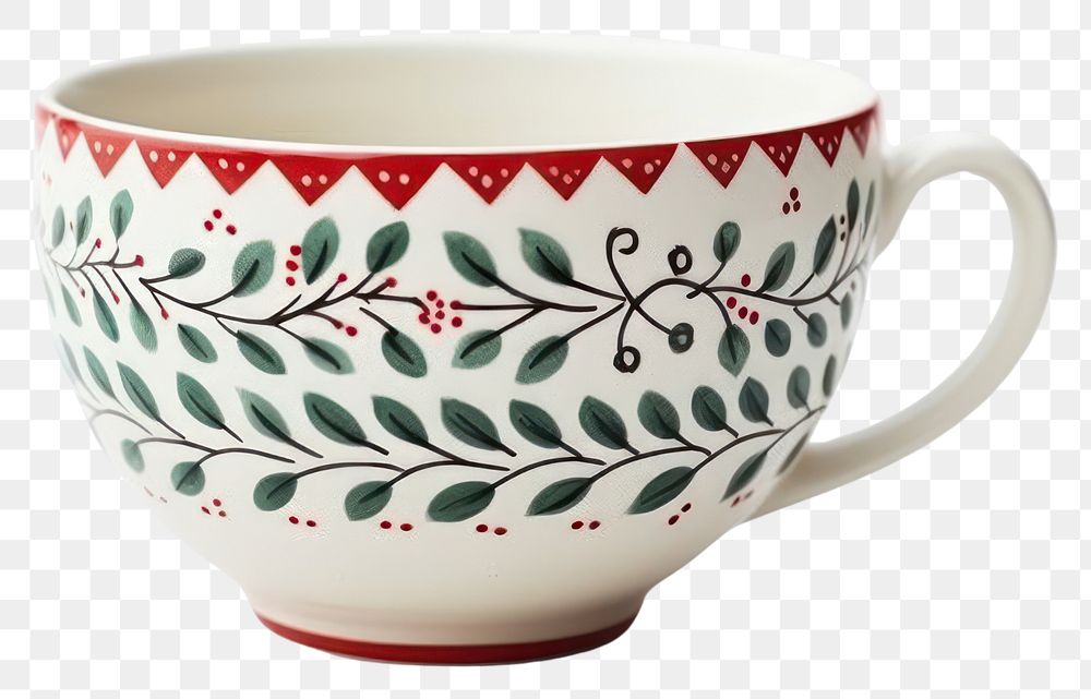 PNG  Folk art tea cup Nordic porcelain. AI generated Image by rawpixel.