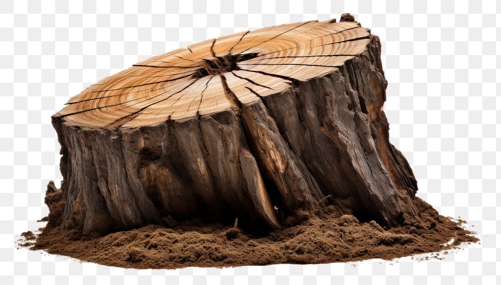 PNG Broken tree stump plant white background deforestation. AI generated Image by rawpixel.