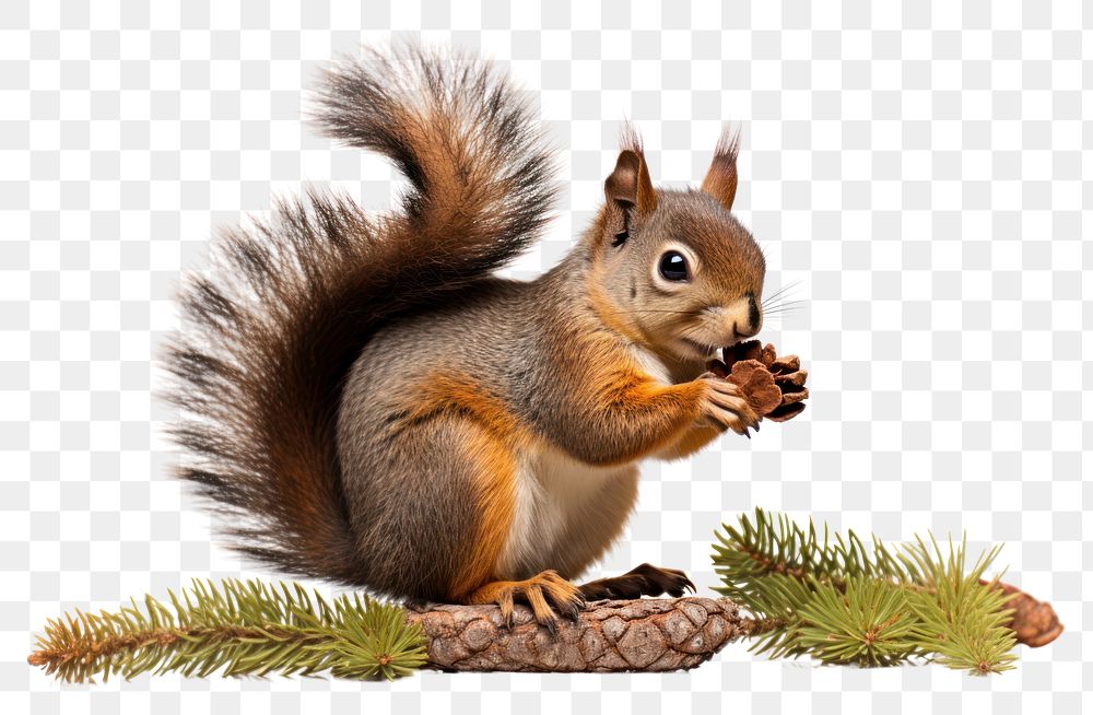 PNG Squirrel eating pine cone animal rodent mammal. AI generated Image by rawpixel.