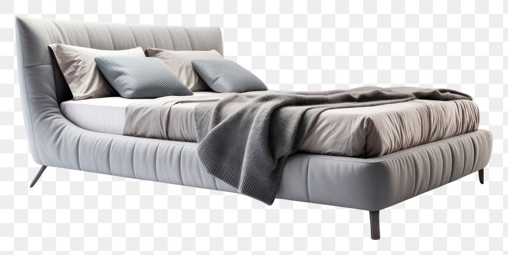 PNG  A grey luxury bed furniture cushion . AI generated Image by rawpixel.