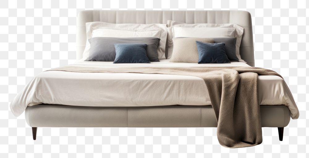 PNG  A luxury bed furniture cushion bedroom. AI generated Image by rawpixel.