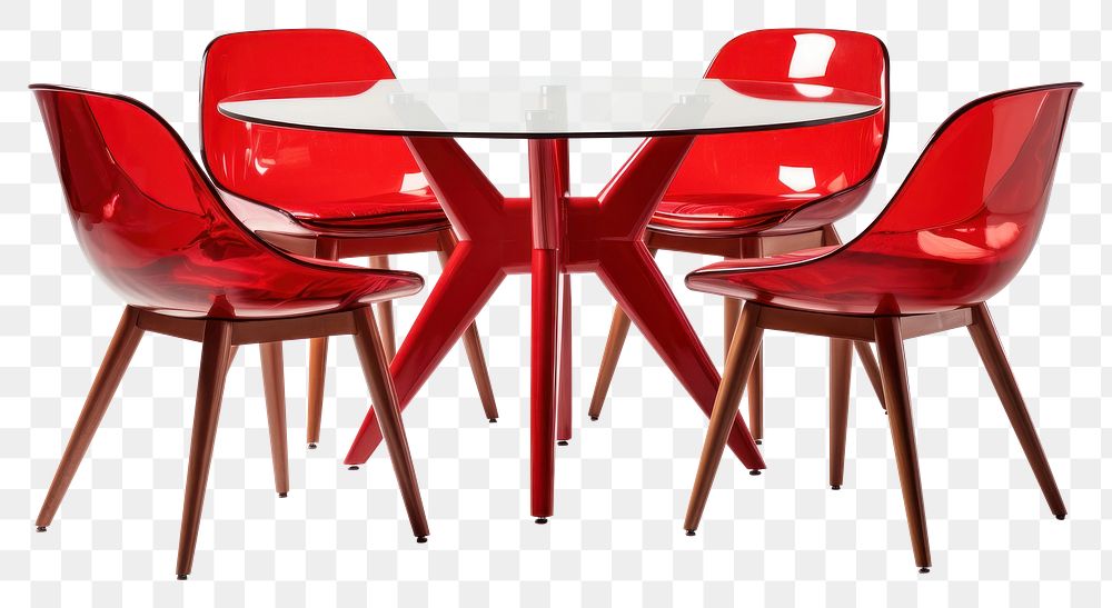 PNG  A modern dinning red furniture set chair table . AI generated Image by rawpixel.