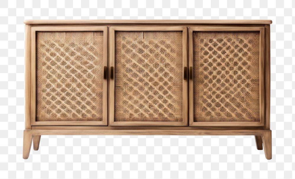 PNG  Geometric rattan cabinet sideboard furniture . AI generated Image by rawpixel.