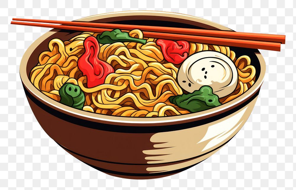 Japanese ramen noodles png digital art illustration, transparent background. AI generated Image by rawpixel