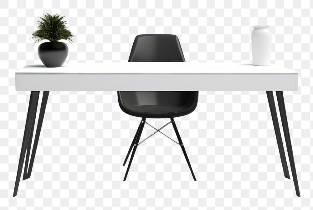 PNG  Modern working table furniture chair white. AI generated Image by rawpixel.