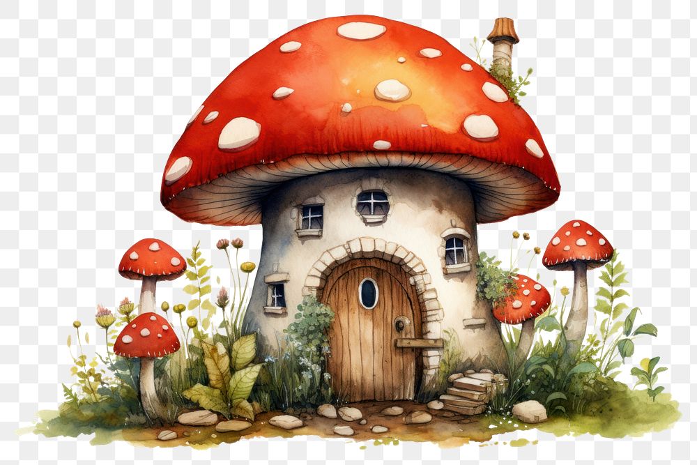 PNG A mushroom house cartoon agaric fungus. AI generated Image by rawpixel.