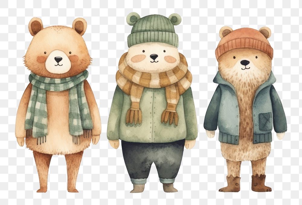 PNG Animal family cartoon mammal winter. AI generated Image by rawpixel.