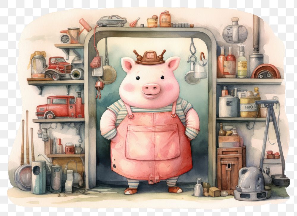 PNG Pig cartoon animal cute. 