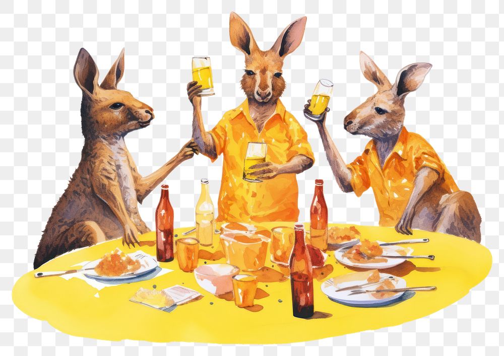 PNG Kangaroo party wallaby mammal animal. AI generated Image by rawpixel.