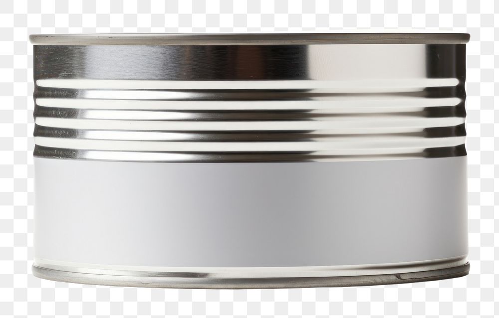 PNG  Silver tin white background container. AI generated Image by rawpixel.