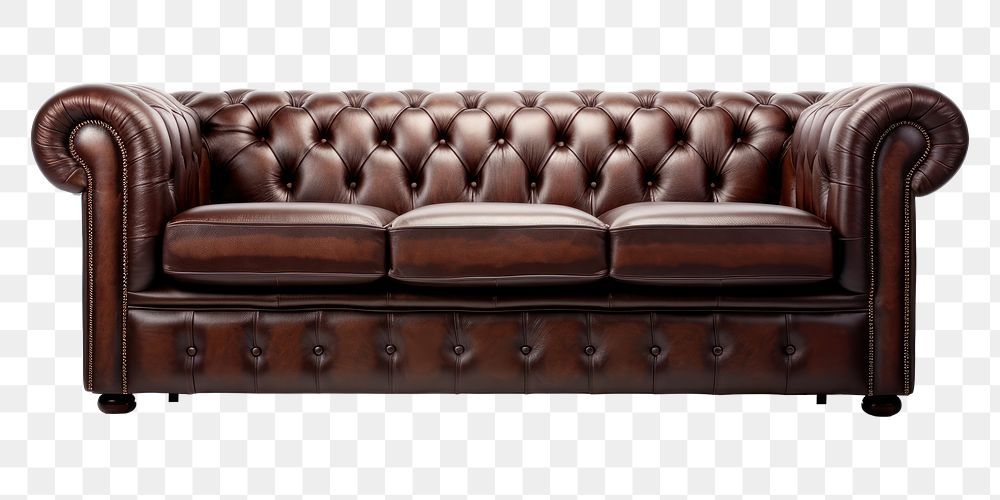 PNG  Chesterfield sofa furniture brown white background. AI generated Image by rawpixel.