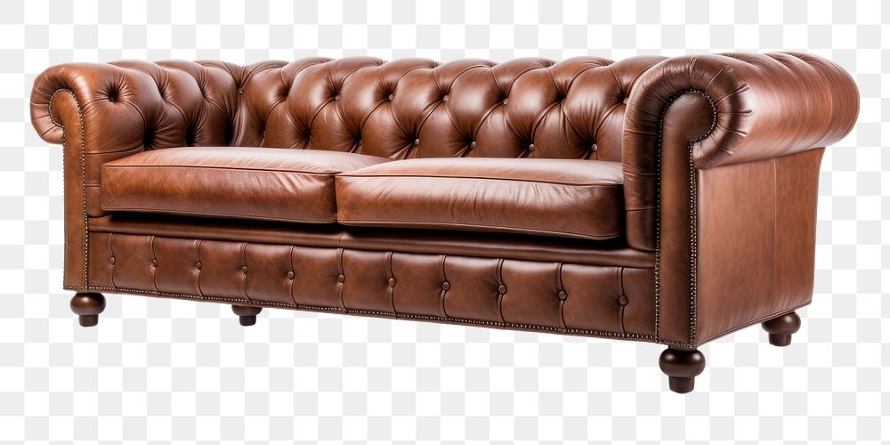 PNG  Chesterfield sofa furniture chair brown. AI generated Image by rawpixel.