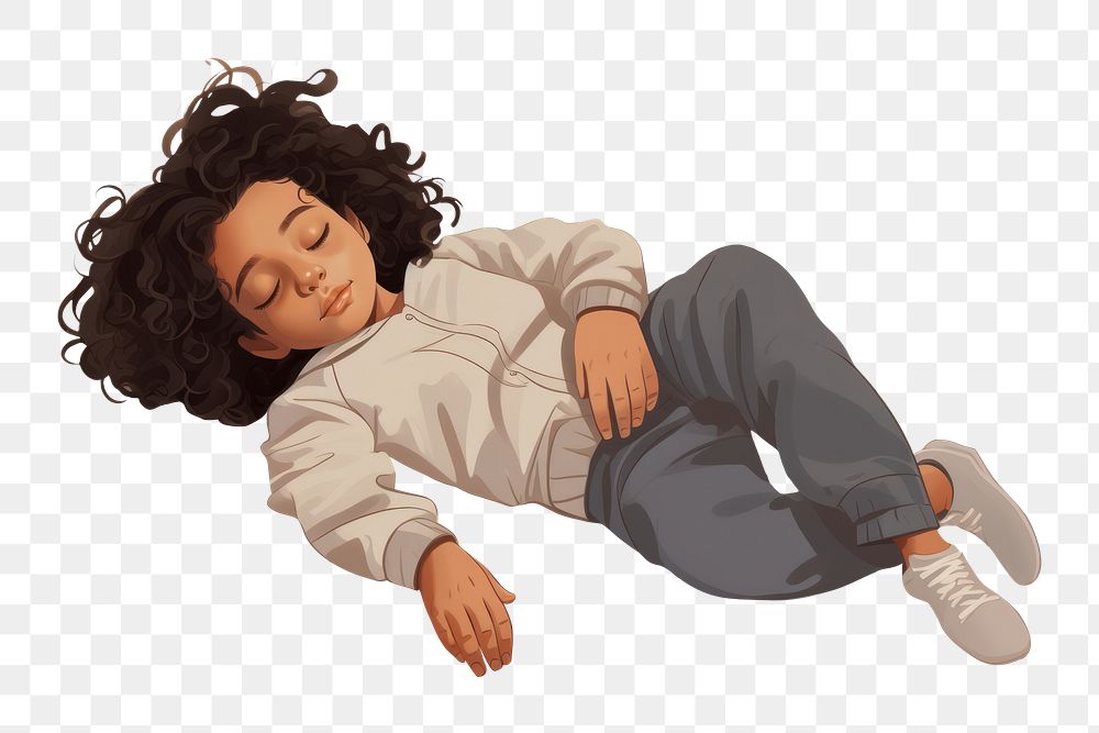 PNG Kid girl sleeping drawing comfortable. AI generated Image by rawpixel.