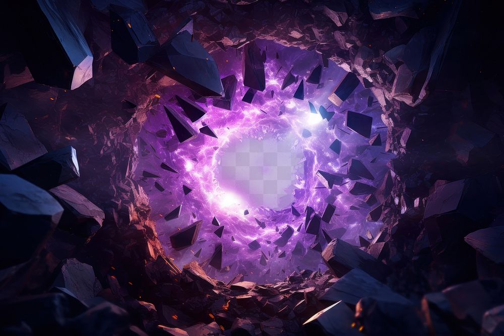 PNG Purple chaotic energy heavy explosion crystal shape light
