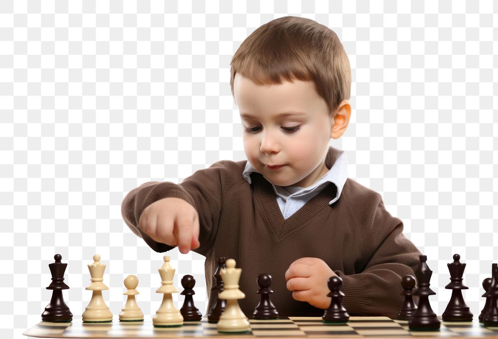 PNG  Child playing chess child game white background. AI generated Image by rawpixel.