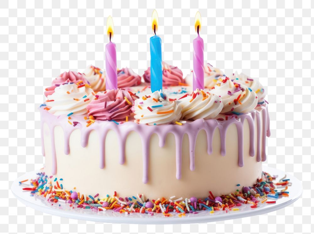 PNG  Vanila birthday cake dessert icing cream. AI generated Image by rawpixel.