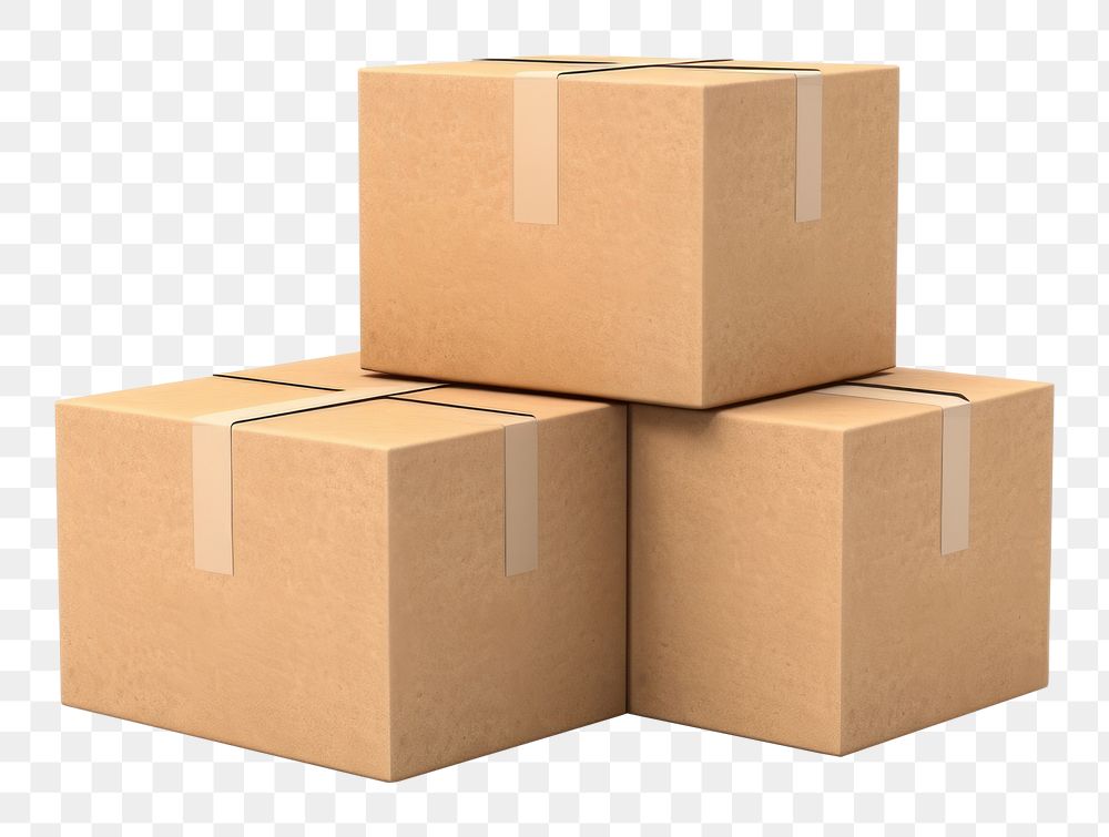PNG stacked moving cardboard boxes, transparent background. AI generated Image by rawpixel