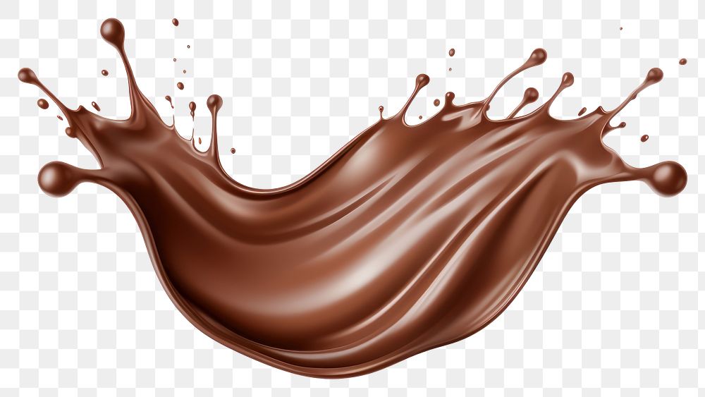 PNG 3D Realistic chocolate splash dessert milk white background. AI generated Image by rawpixel.
