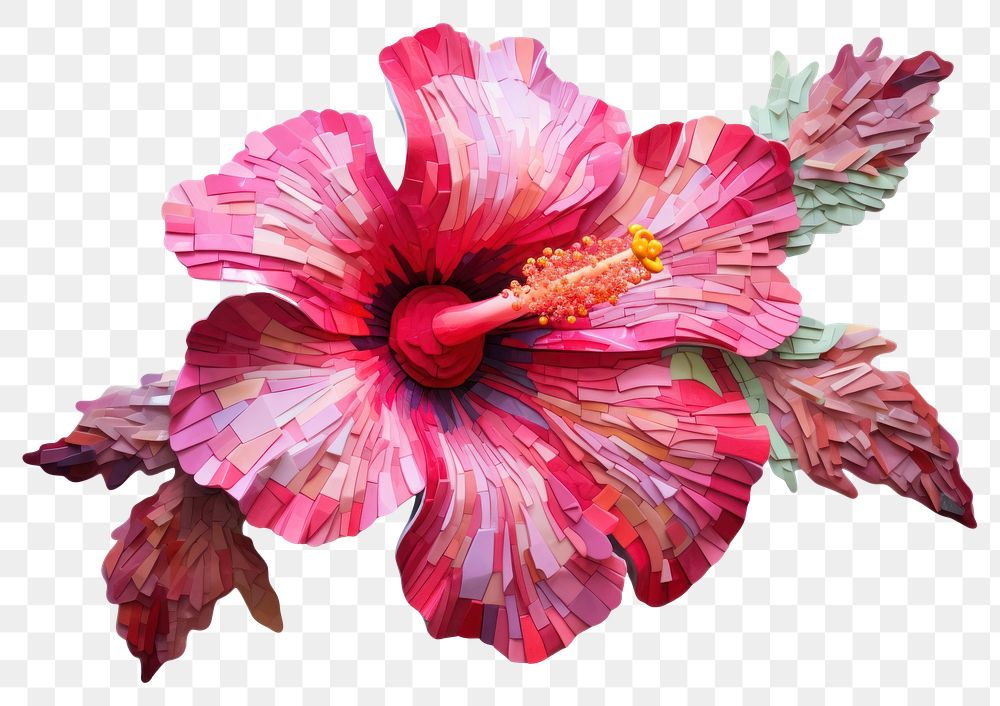 PNG Hibiscus flower petal plant white background. AI generated Image by rawpixel.