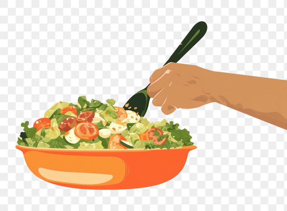 PNG Cesar Salad cooking salad hand. AI generated Image by rawpixel.